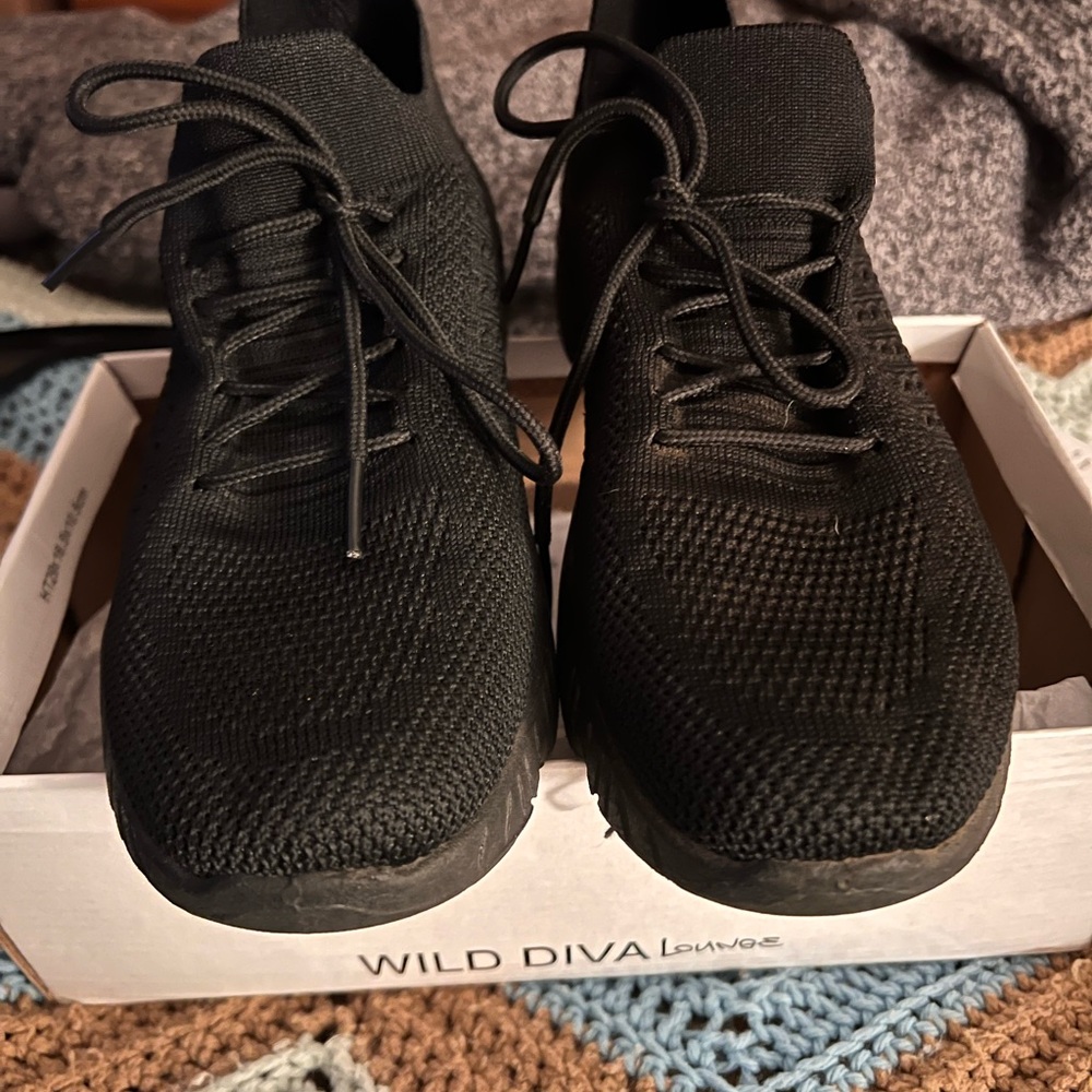Wild Diva Black Knit Sneakers for Women